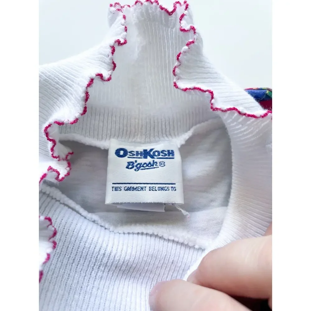 Vintage OshKosh B'Gosh Made in the USA Plaid Dress and White Long Sleeve Size 6